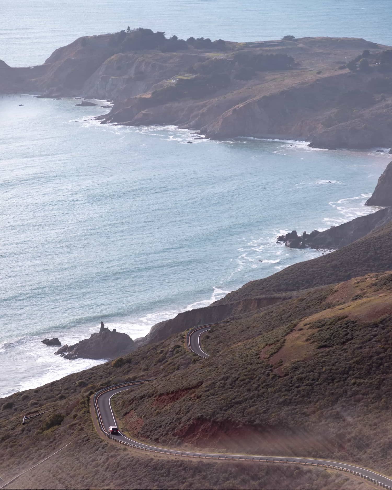 A windy road down to the beach.